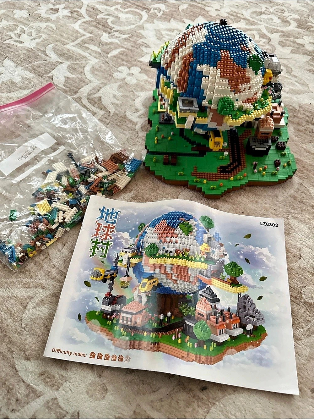 LEZI ZHEGAO LZ8302 Global Village 5452pc Micro Building Blocks Built w/ Manual